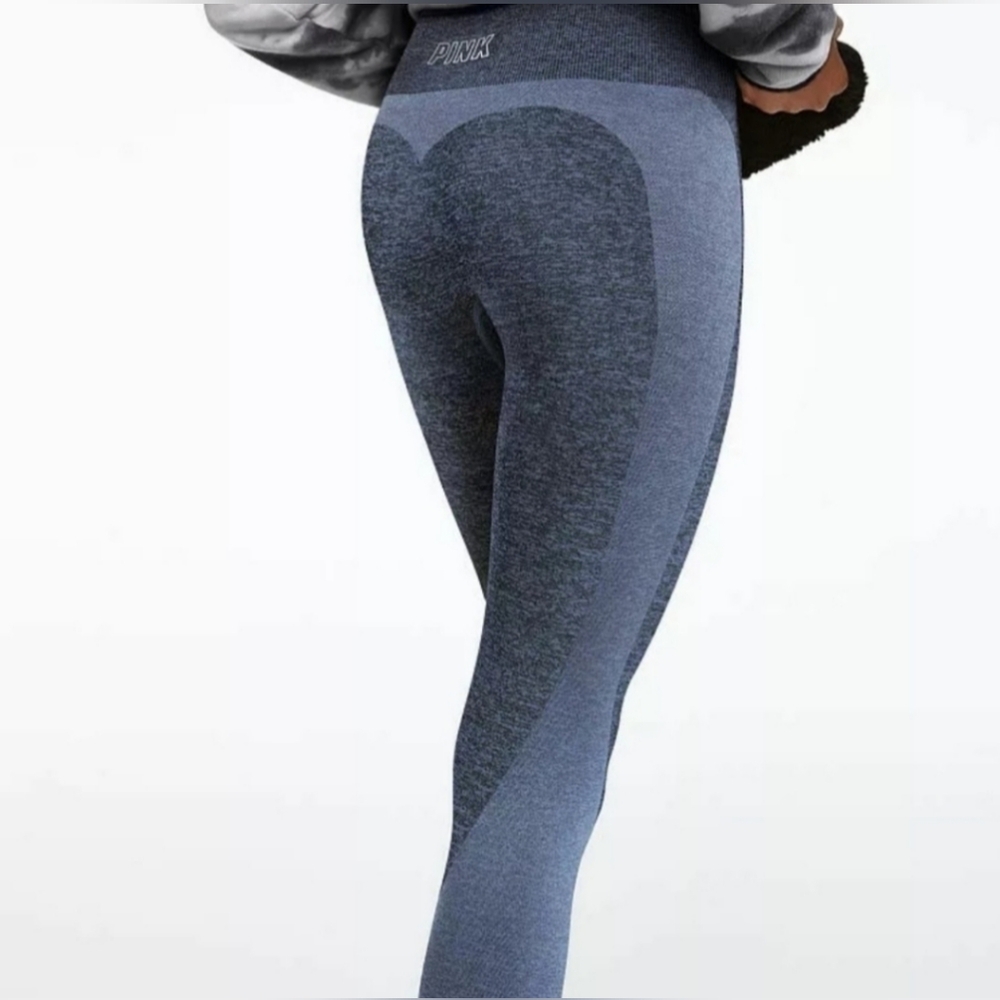 PINK Victoria's Secret -- blue marl seamless athletic leggings